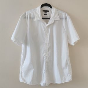 Michael Kors Trim Stretch Men's White Shirt sleeve Shirt